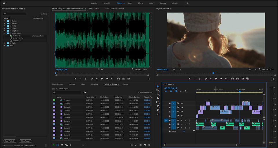 Adobe Premiere Pro professional editing timeline