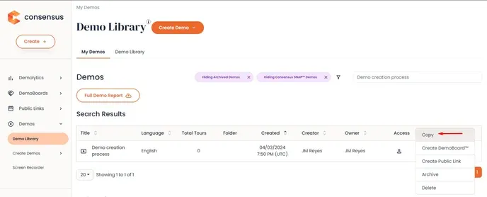 Consensus screenshot